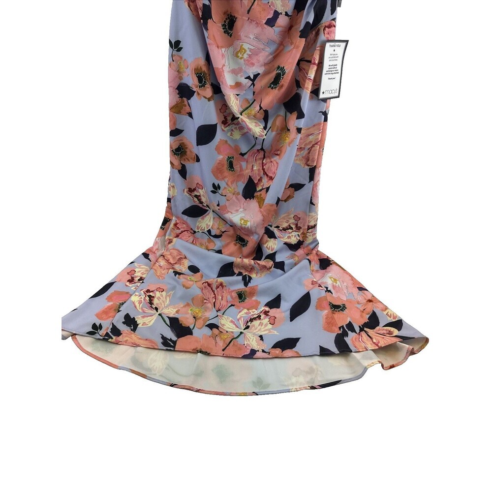 Adrianna‎ Papell Dress Maxi Mermaid Opal Coral Print Crepe Gown Tags Womens 14 - Picture 5 of 16